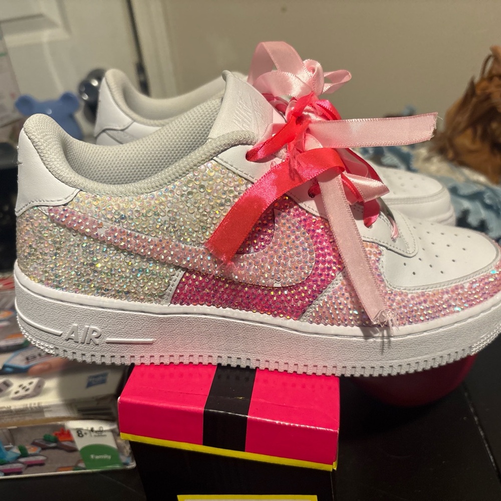 Nike White Sneakers with Pink Accents